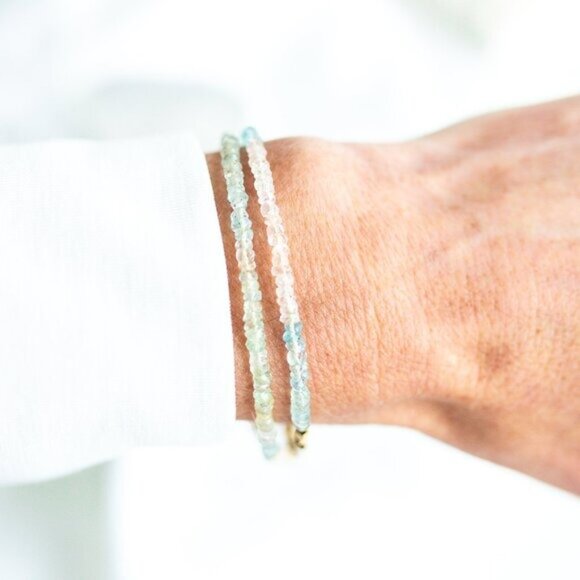 Aquamarine Bracelet March Birthstone Bracelet Waterproof Gold BEAUTIFUL Gemstone